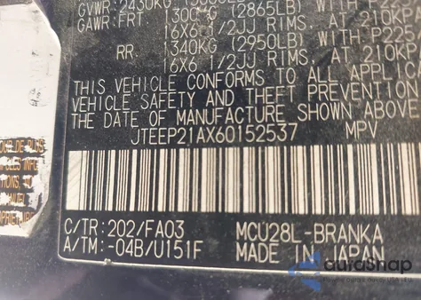 2006 Toyota Highlander V6 z USA, uszkodzony, nr VIN JTEEP21AX60152537